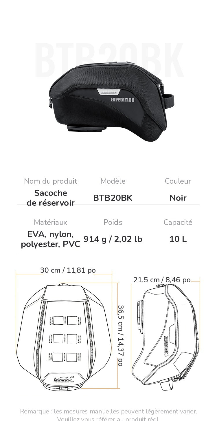 Sacoche de réservoir Loboo BTB20BK