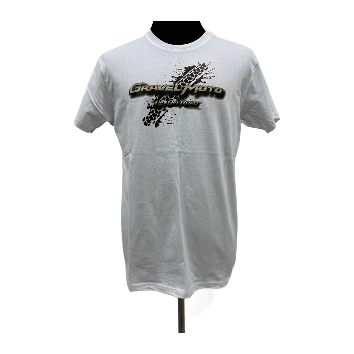 Tee Shirt Homme Gravel Moto Life Off Road 3D Blanc Trace De Pneu
