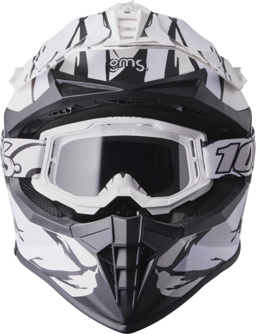 GMS CASQUE DE MOTOCROSS FORTIS GRAFFI NOIR ET BLANC MAT
