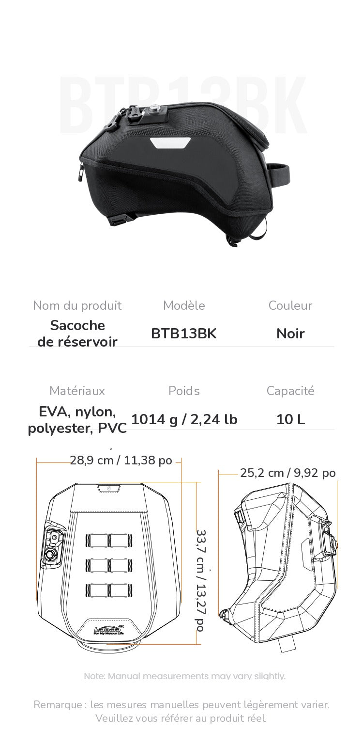Sacoche de réservoir Loboo BTB13BK BMW R1300GS Adventure