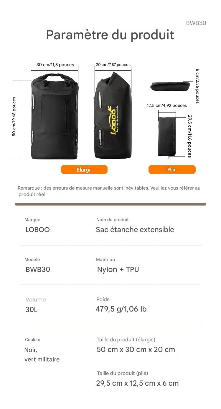 Sac étanche extensible Loboo 30L