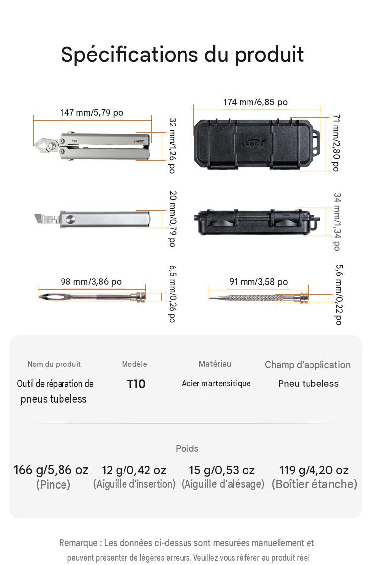 KIT REPARATION TUBELESS LOBOO T10