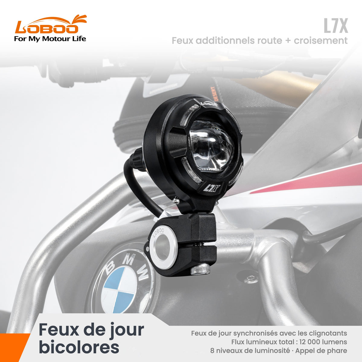 Feux additionnels LOBOO L7X - montage sur moto