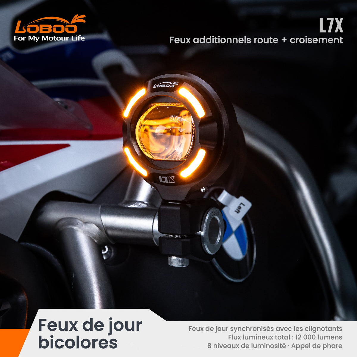 Feux additionnels LOBOO L7X - feux de jour jaunes