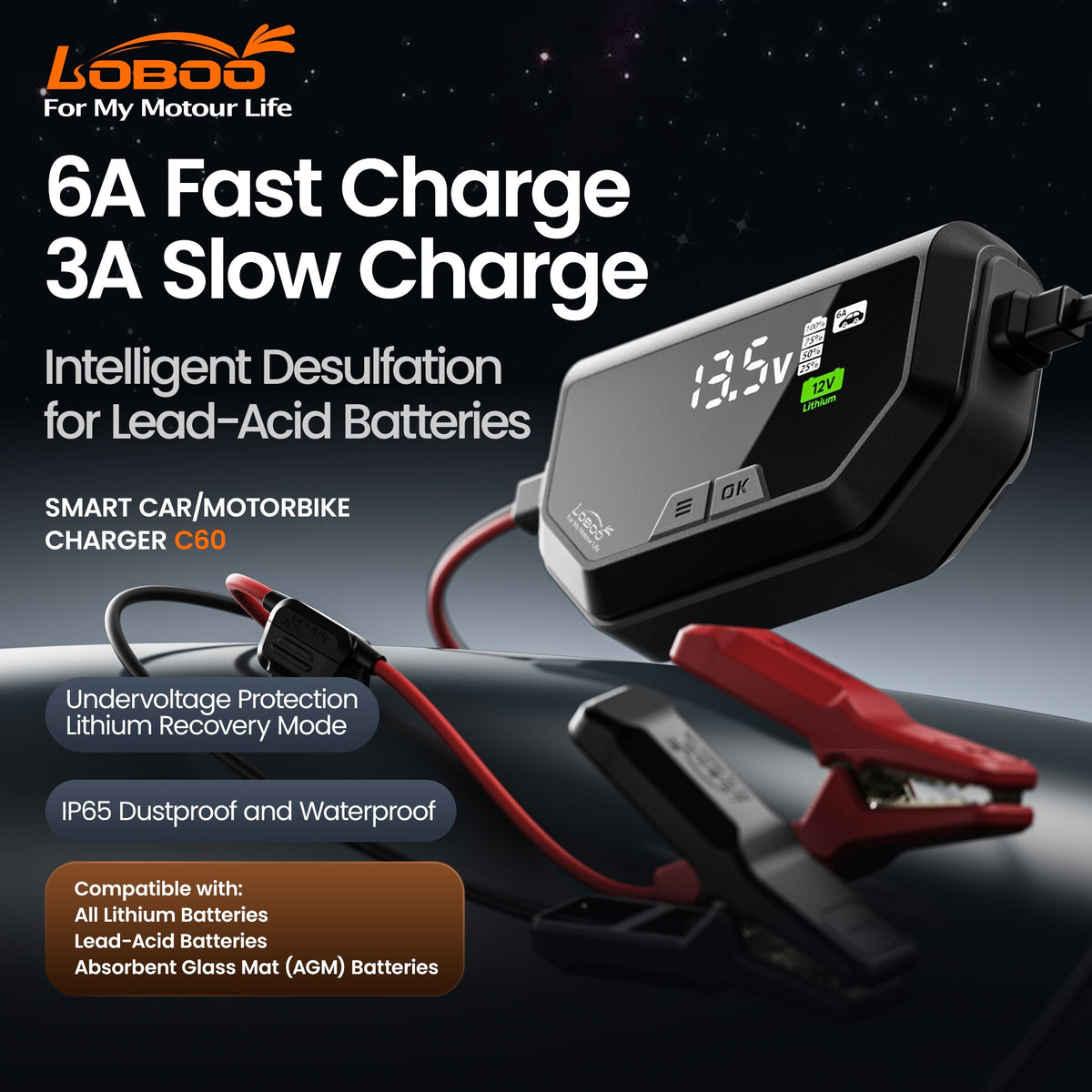CHARGEUR MAINTENEUR DE BATTERIE LOBOO C60
