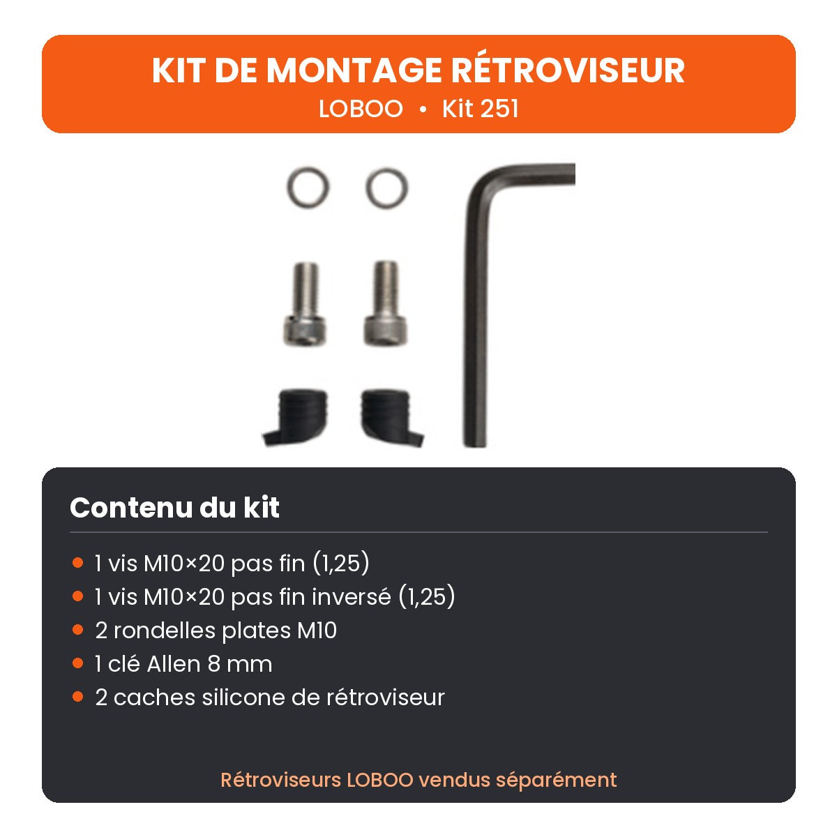 KIT DE MONTAGE RÉTROVISEUR LOBOO DUCATI DESERT X (2022-2025)