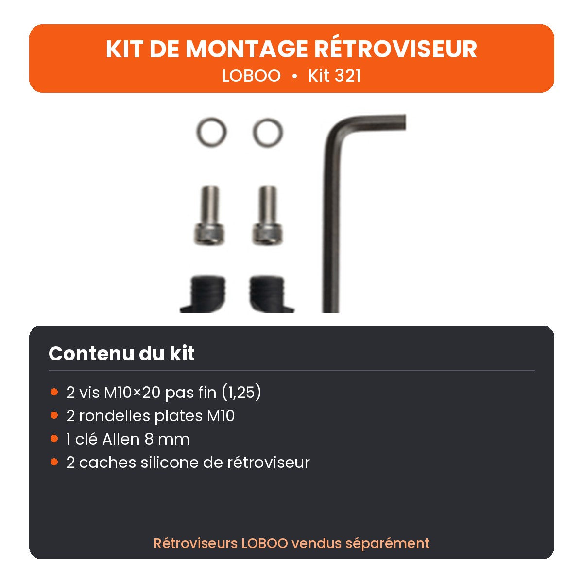 KIT DE MONTAGE RÉTROVISEUR LOBOO SUZUKI V-STROM 800 (2023- )
