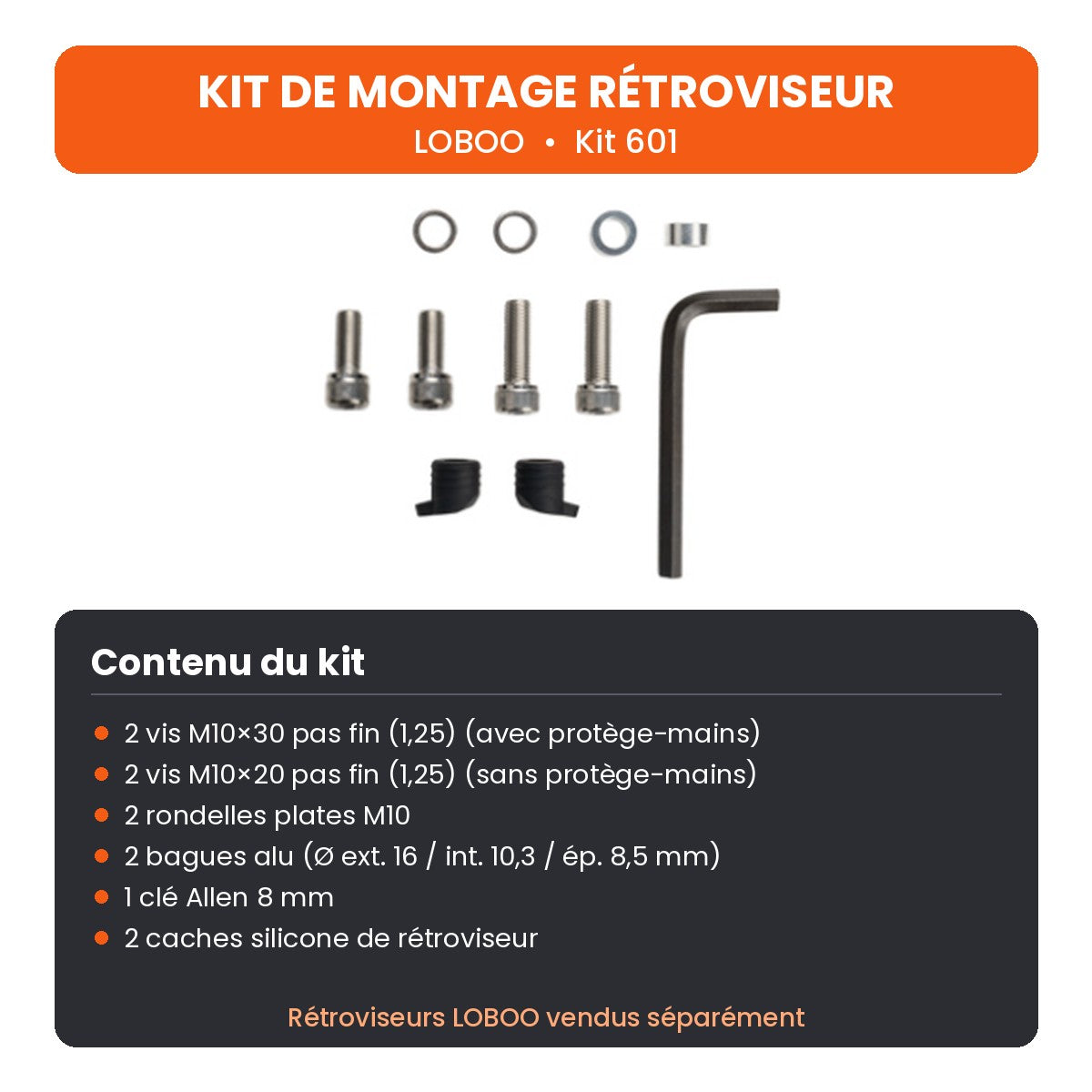 KIT DE MONTAGE RÉTROVISEUR LOBOO CF MOTO 450 MT (2024- )