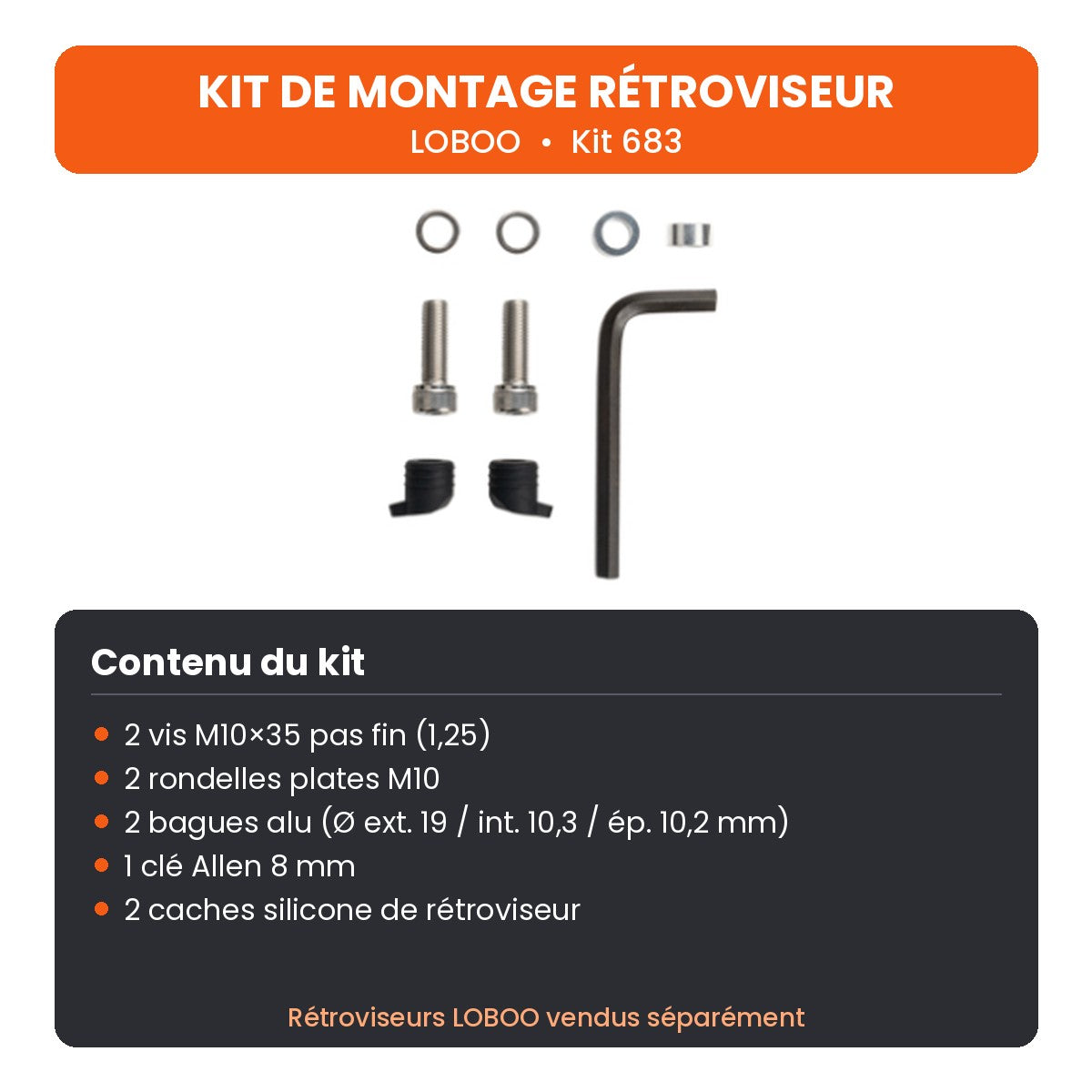 KIT DE MONTAGE RÉTROVISEUR LOBOO BENELLI TRK 702 X (2025- )