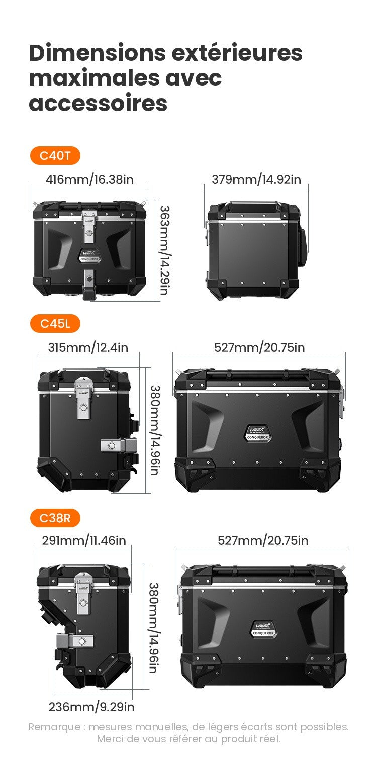 Valise aluminium Conqueror Loboo 38L+45L BMW R 1250 GS (2019- )