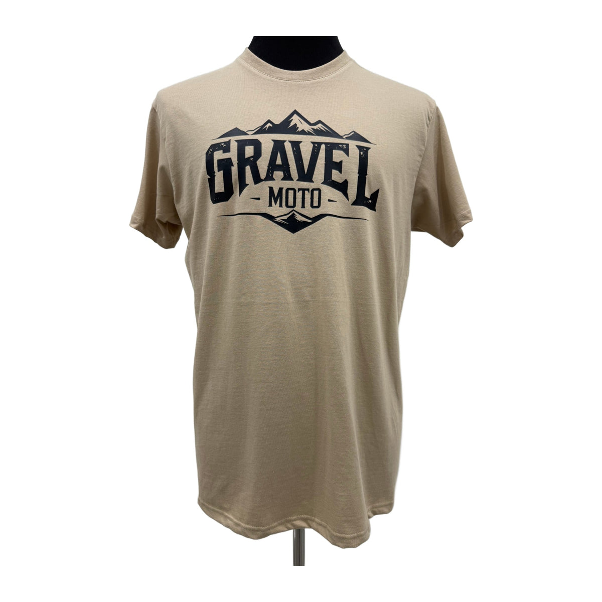 Tee Shirt Homme Gravel Moto Logo Montagne Sable Imprimé Noir