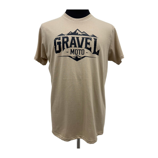 Tee Shirt Homme Gravel Moto Logo Montagne Sable Imprimé Noir
